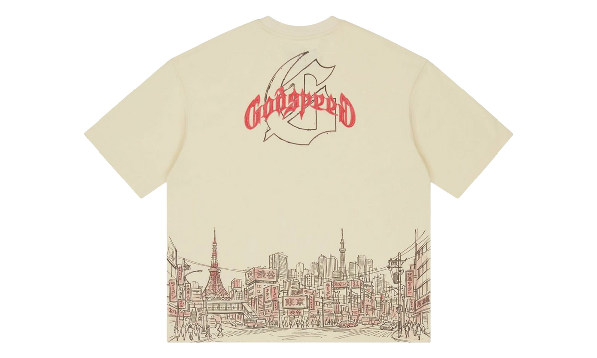 Godspeed New York Tokyo Skyline T-Shirt "Bone" GS486