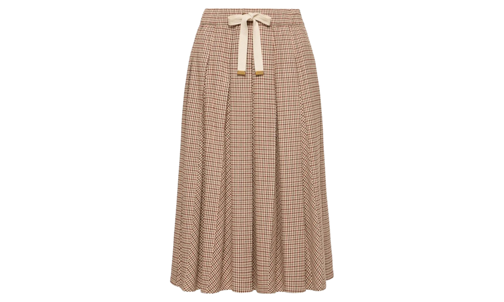 Moncler Microcheck Midi Wool Skirt WMNS "Beige" MON89