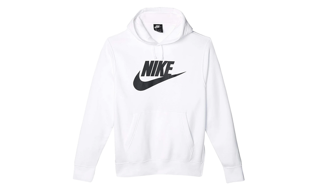 Nike Sportswear Club Fleece Graphic Pullover Hoodie "White / White-Black" BV2973 100