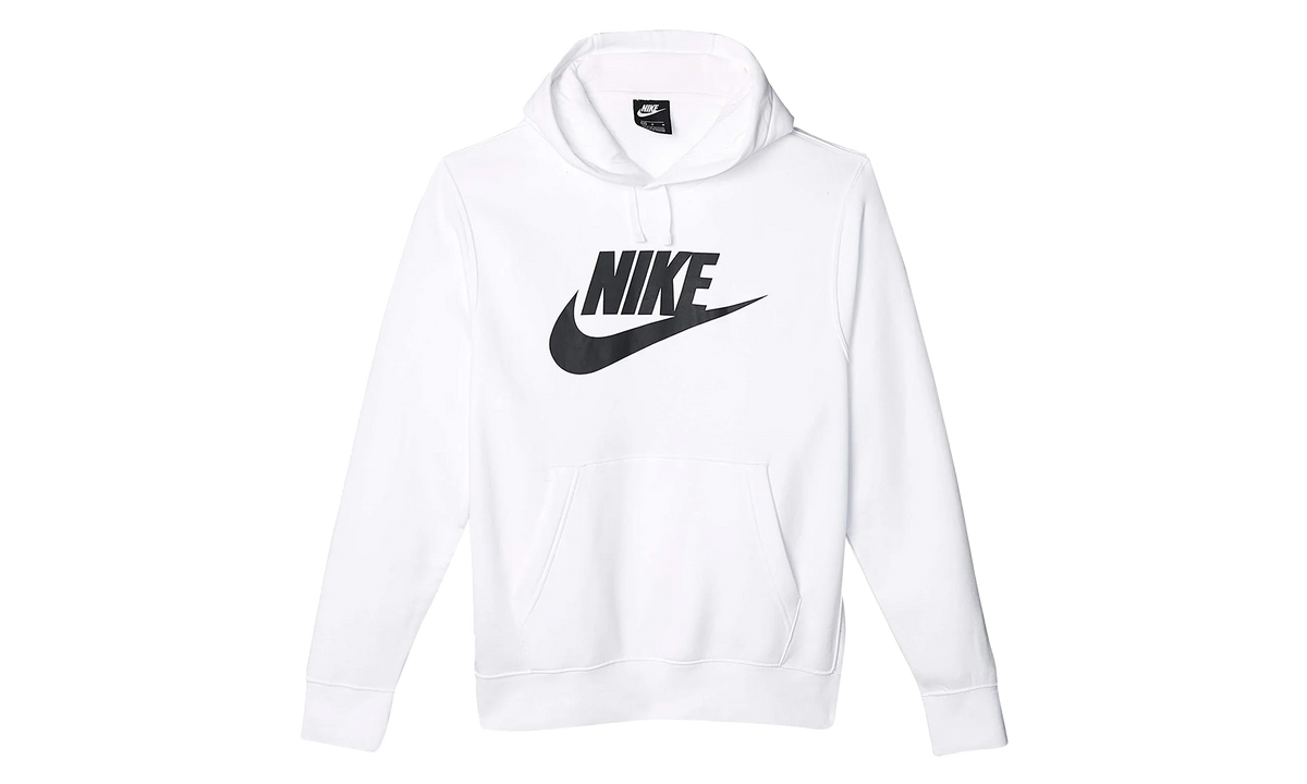Nike Sportswear Club Fleece Graphic Pullover Hoodie "White / White-Black" BV2973 100