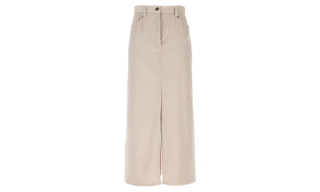 BRUNELLO CUCINELLI Pinstripe Midi Skirt WMNS "Latte" BRUN1569