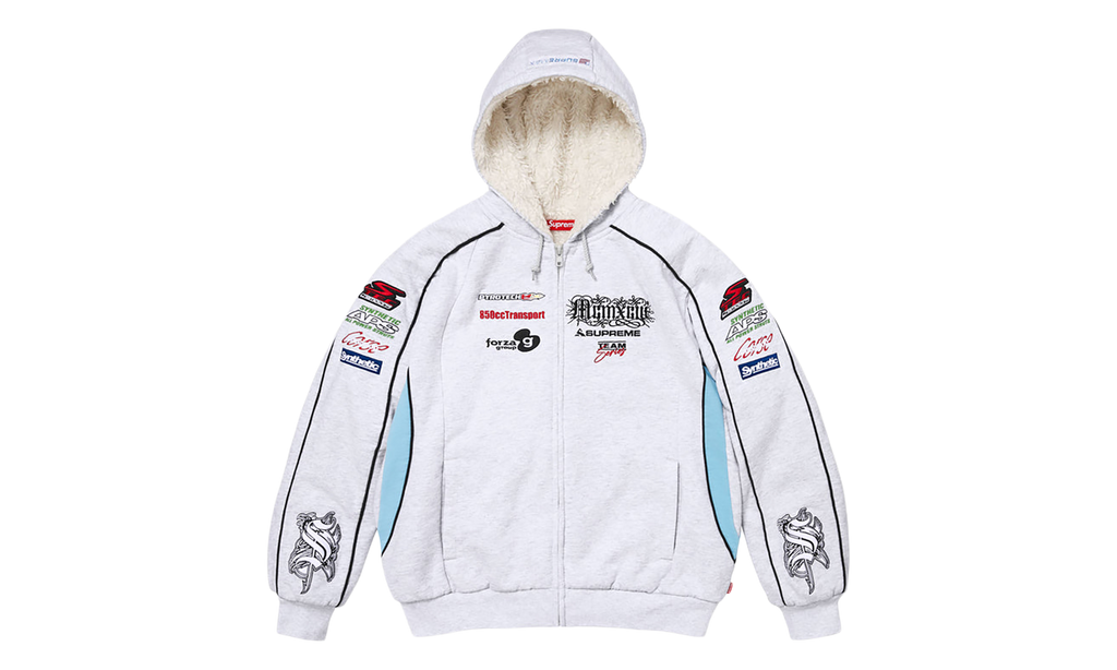 SUPREME Racing Lined Zip Up Hooded Sweatshirt "Fw26 - Ash Grey" SU28466