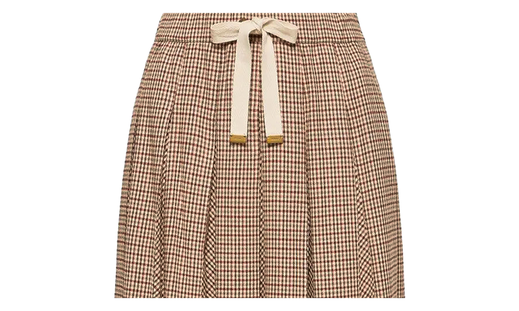 Moncler Microcheck Midi Wool Skirt WMNS "Beige" MON89