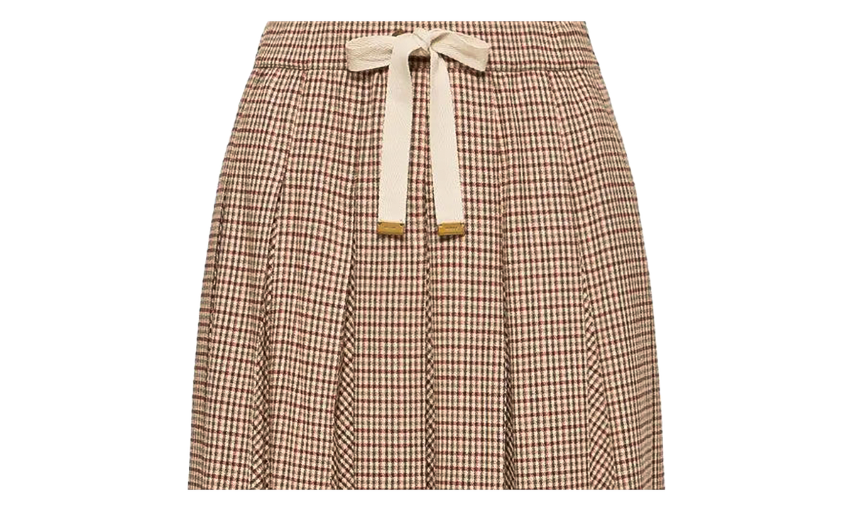 Moncler Microcheck Midi Wool Skirt WMNS "Beige" MON89