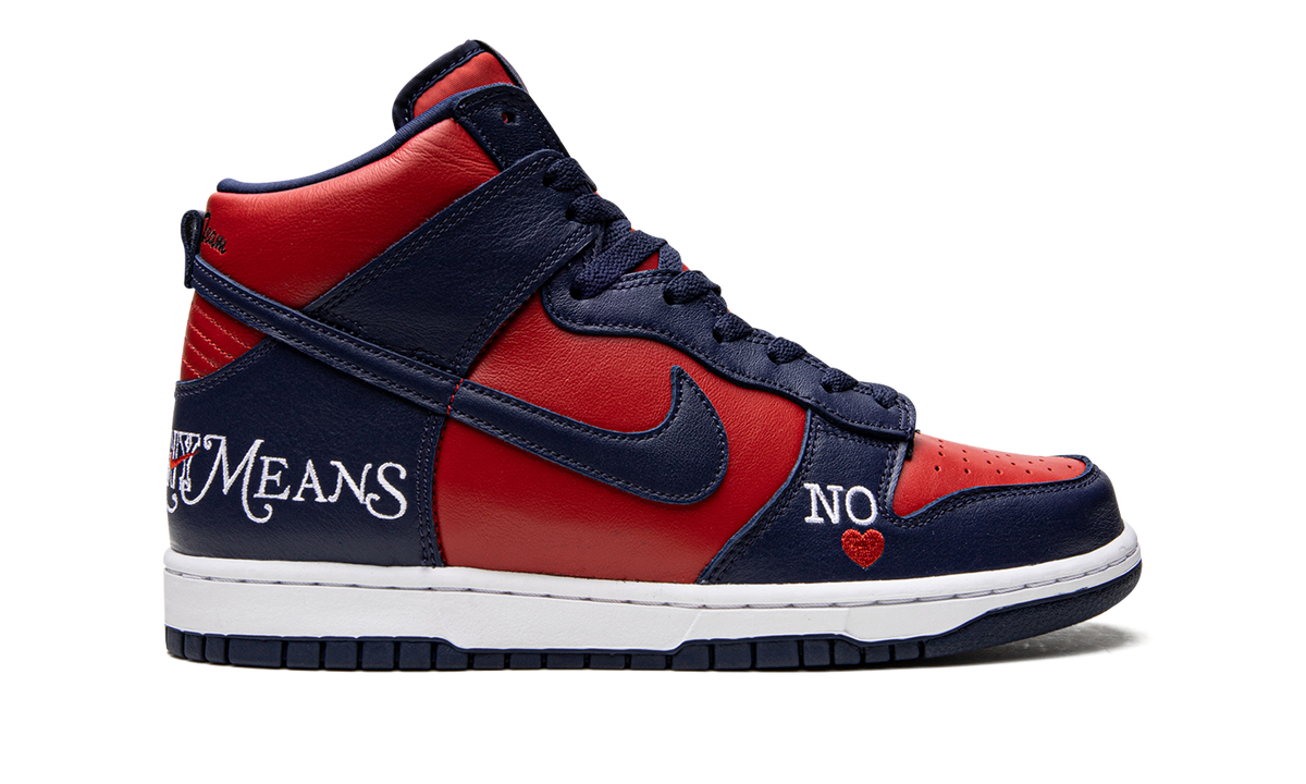 Nike SB Dunk High "Supreme - By Any Means - Navy/Red" DN3741 600