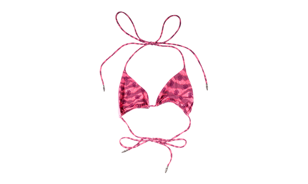 Chrome Hearts Dipped in Blue Tiger Print Dagger Bikini Set "Pink" CHRM1403