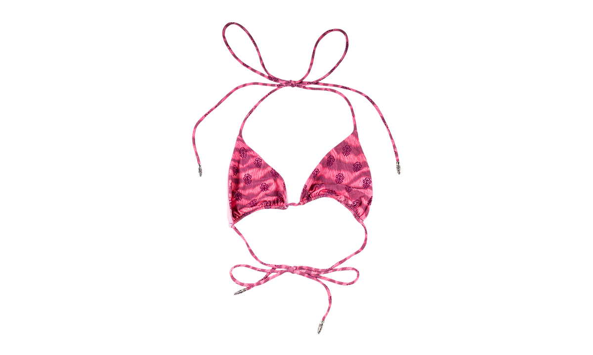 Chrome Hearts Dipped in Blue Tiger Print Dagger Bikini Set "Pink" CHRM1403