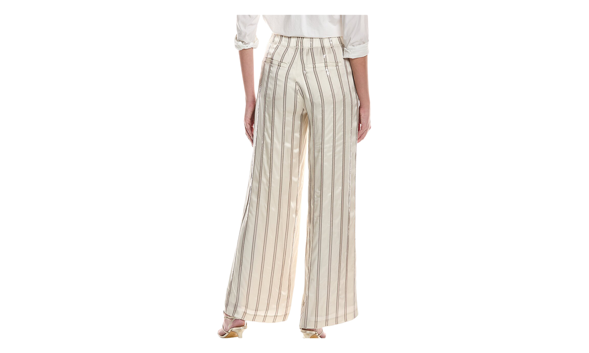 BRUNELLO CUCINELLI Striped Wide Leg Trousers WMNS "Warm White" BRUN631