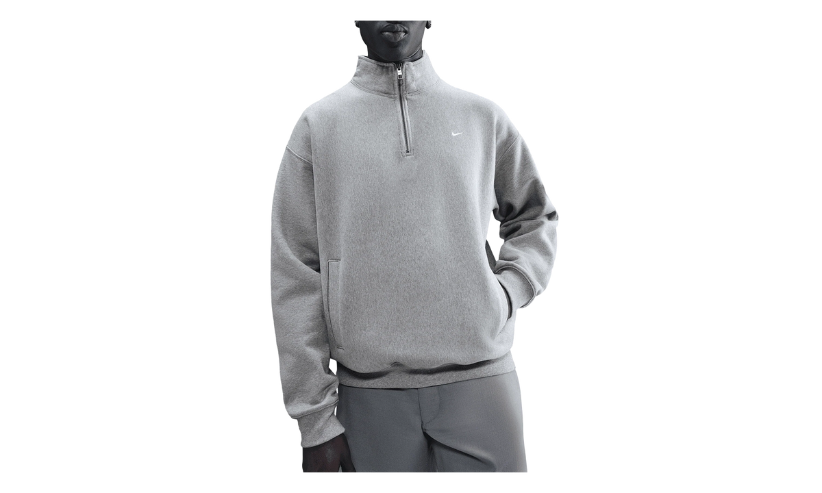 Nike Solo Swoosh Fleece Quarter Zip Top "Dark Grey Heather / Light Smoke Grey / White" HV1094 063