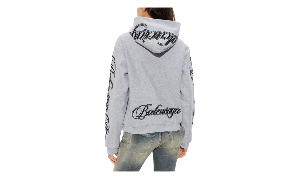 Balenciaga Standard Zip Hoodie WMNS "Light Heather Grey / Black" 851236 TTVM8 2569
