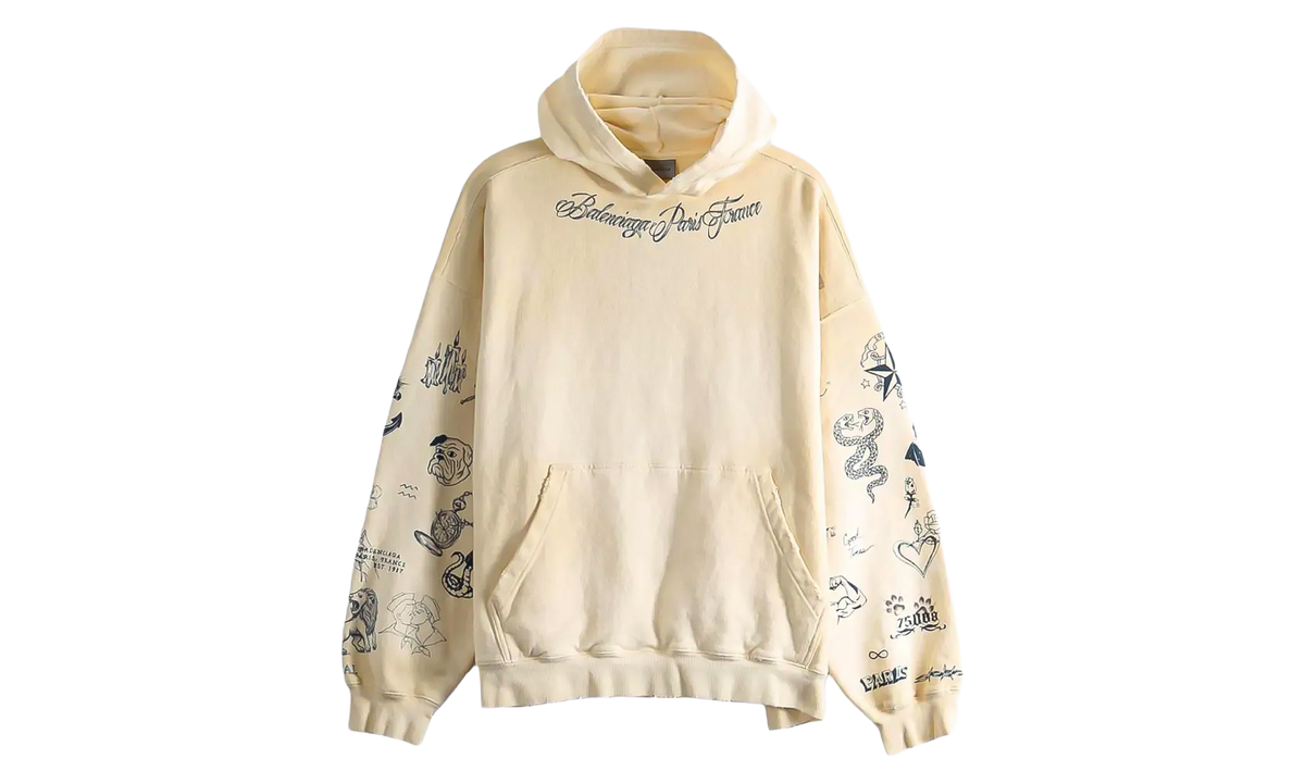 Balenciaga Ink Doodle Hoodie WMNS "Ivory" A0016STUVT69002