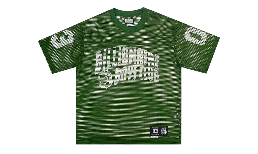 Billionaire Boys Club BB Varsity Short Sleeve Mesh Knit Jersey "Green" 861 3300 WHT