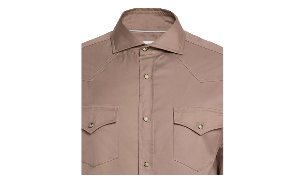 BRUNELLO CUCINELLI Silk Western Style Shirt WMNS "Sand" BRUN356