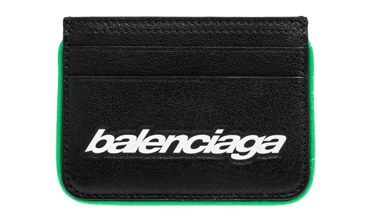 Balenciaga Biker Card Holder Bag "Black / Vivid Green" 867048 2ACF2 1038