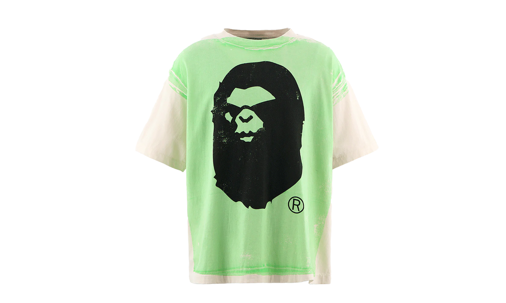 Saint Michael Mad Face Handprinting Tee "White/Green" SM HR1 0000 C34
