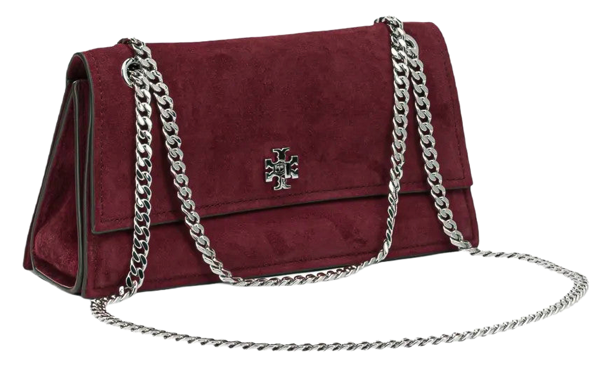 Tory Burch Kira Turnlock Suede Shoulder Bag "Merlot" 178857 600