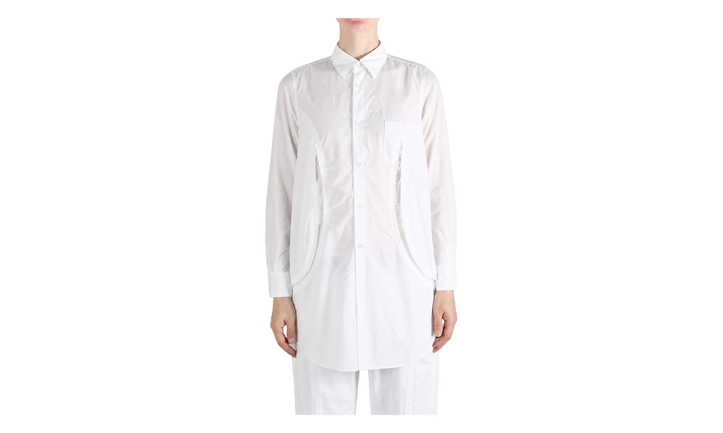 Comme des Garcons Ruched Panel Longline Blouse WMNS "White" RR B004 051 WHITE
