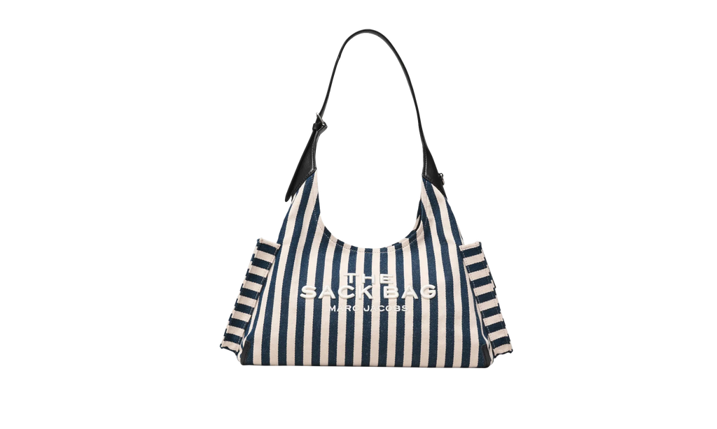 Marc Jacobs Stripe Canvas Belted Sack Bag "Blue Sea Multicolor" 2S6HSH025H02 455