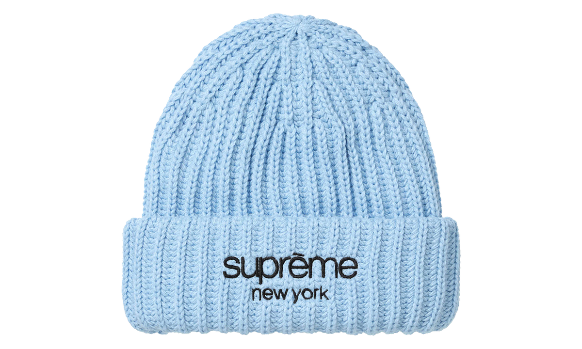 SUPREME Classic Logo Chunky Ribbed Beanie "FW26 - Light Blue" SU28502