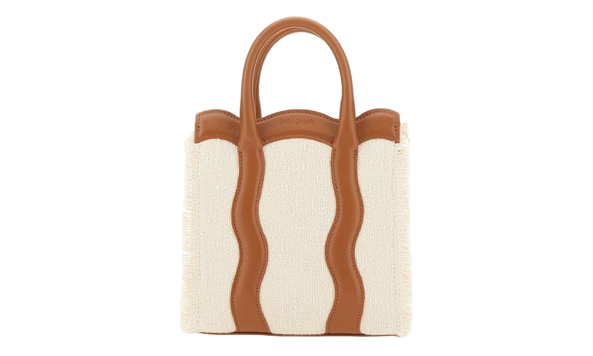 Palm Angels Mini Palm Beach Tote Bag "Brown / White" PWNA051S23FAB0030360