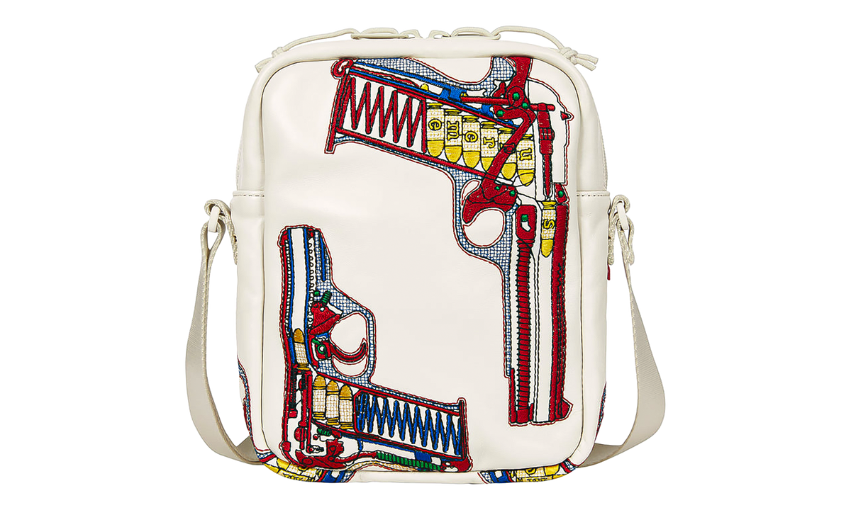 Supreme Guns Embroidered Leather Shoulder Bag "SS26 - White" SU28036