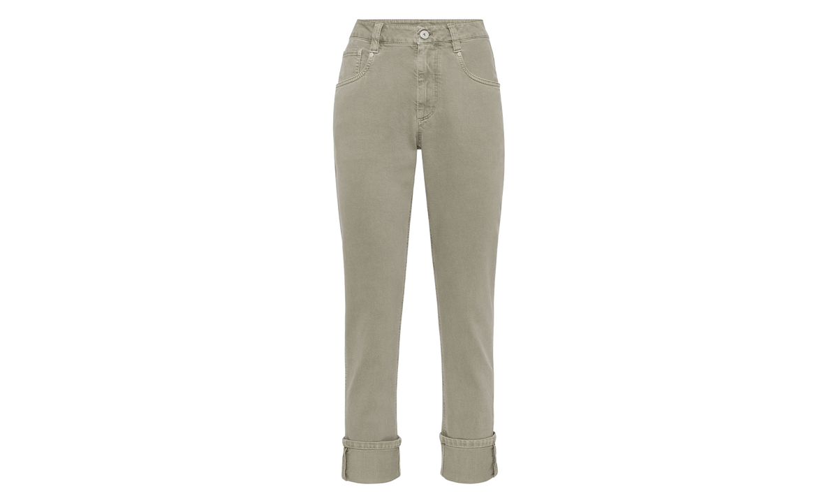 Brunello Cucinelli Safari Cotton Straight Trousers With Cuffs WMNS "Green Safari" BRUN1330