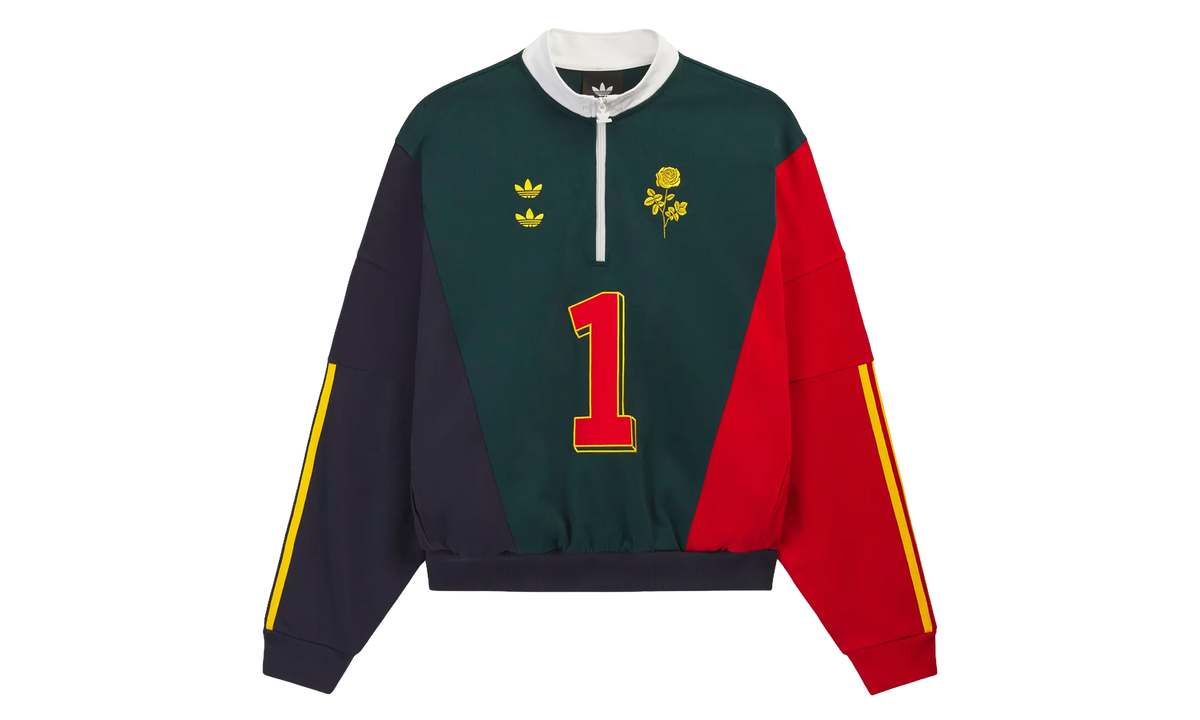 ADIDAS Chavarria Watsonville Quarter Zip Sweatshirt "Aurora Ivy / Legend Ink / Better Scarlet" KV1996