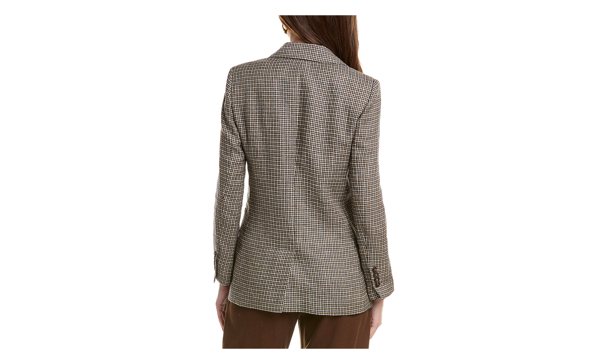 Brunello Cucinelli Checked Double Breasted Blazer WMNS "Beige / Blue / Tobacco / Gold" BRUN1303