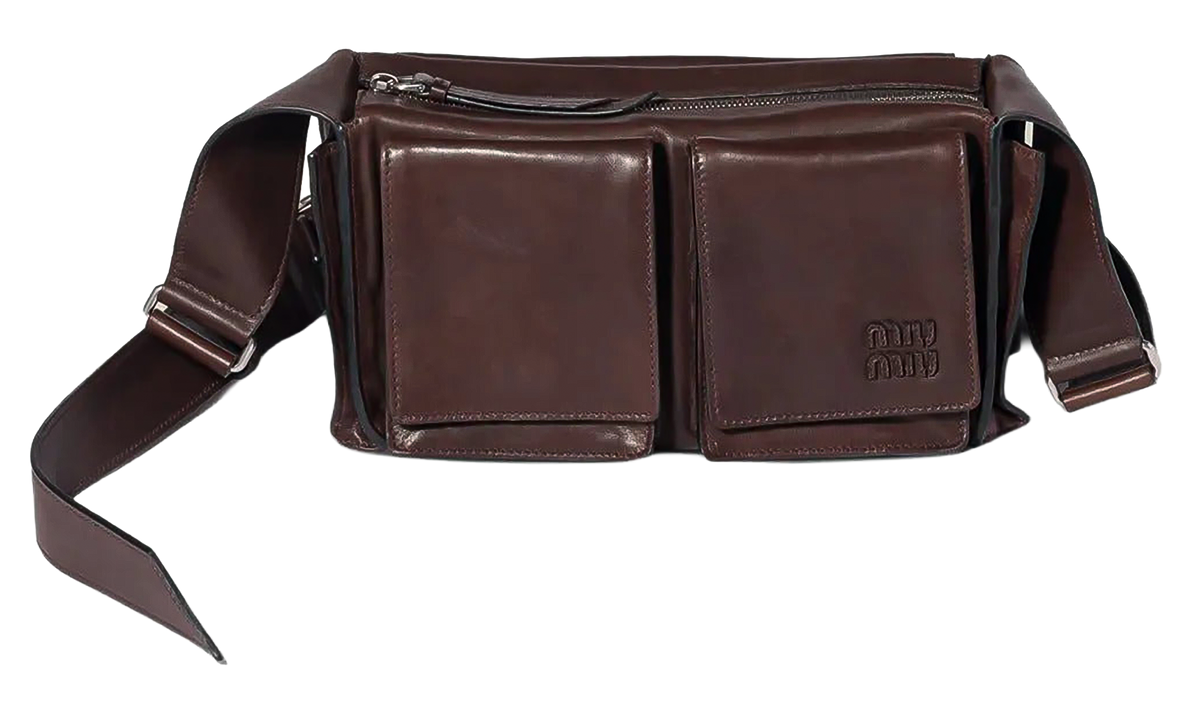 Miu Miu Utilitaire Nappa Leather Shoulder Bag "Sienna" 5BC205 2G7Q F0038
