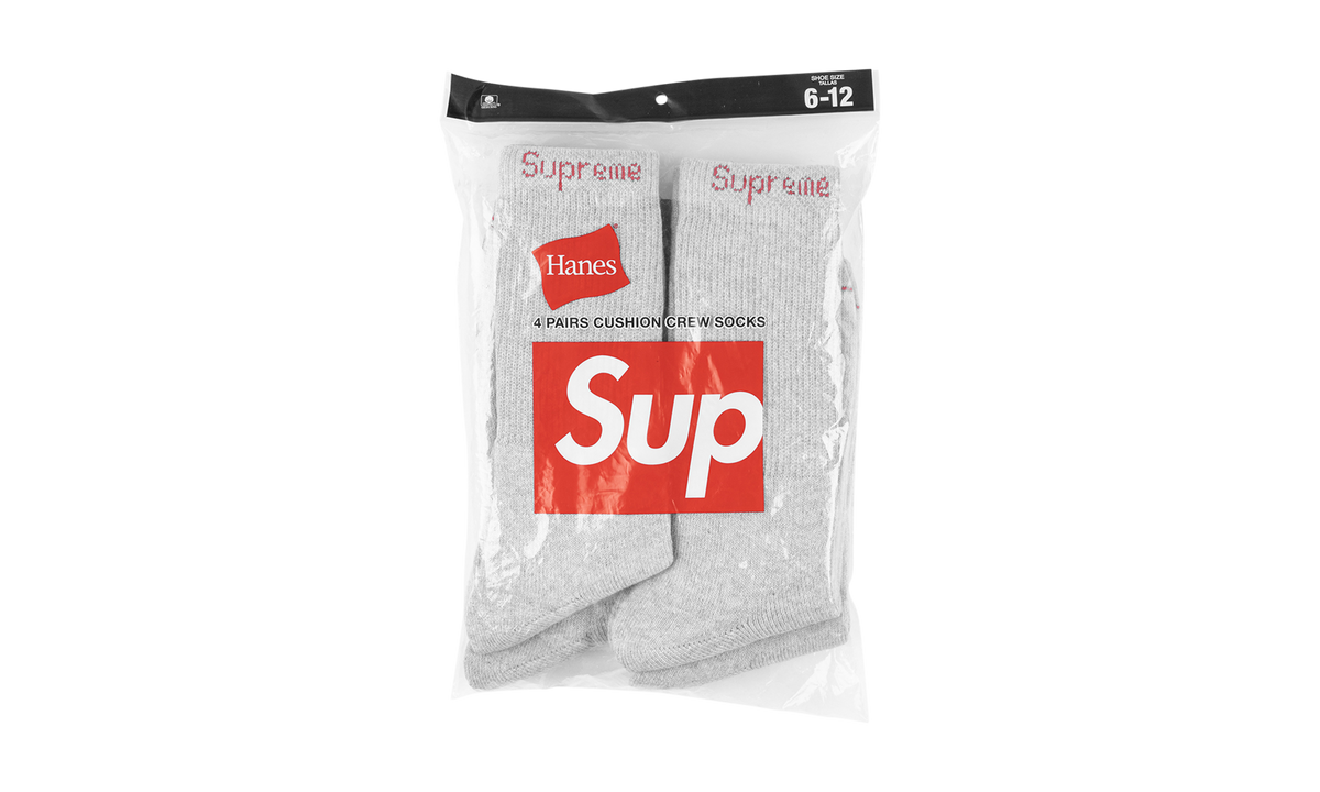 Supreme Hanes Crew Socks "(4 Pack) Heather Grey" SU488