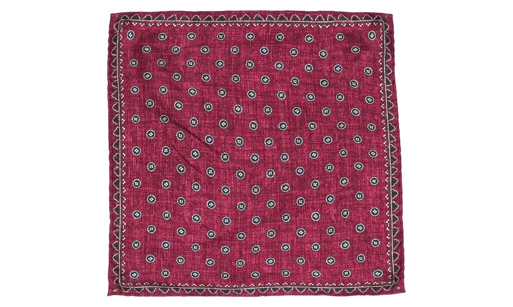 BRUNELLO CUCINELLI POCKETSQUARE "RASPBERRY/NAVY/CIGAR" MR8740091_CNK02