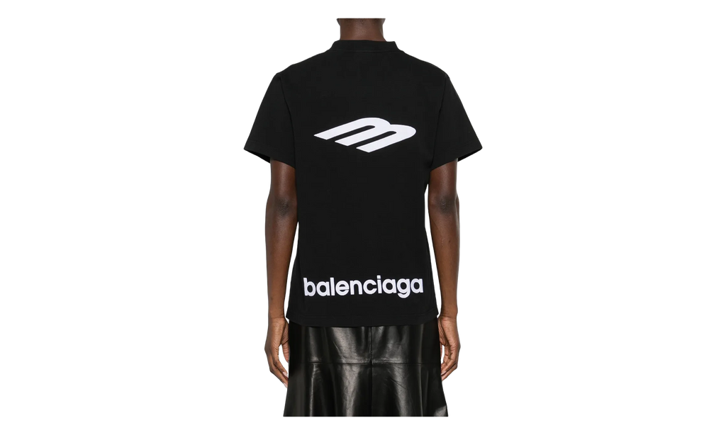 Balenciaga Short-Sleeve Crewneck T-Shirt WMNS "Washed Black / White" 855362 TTVK5 9034