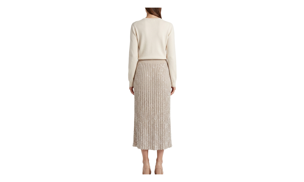 Brunello Cucinelli Pleated Skirt WMNS "Stracciatella / Feather" BRUN1352