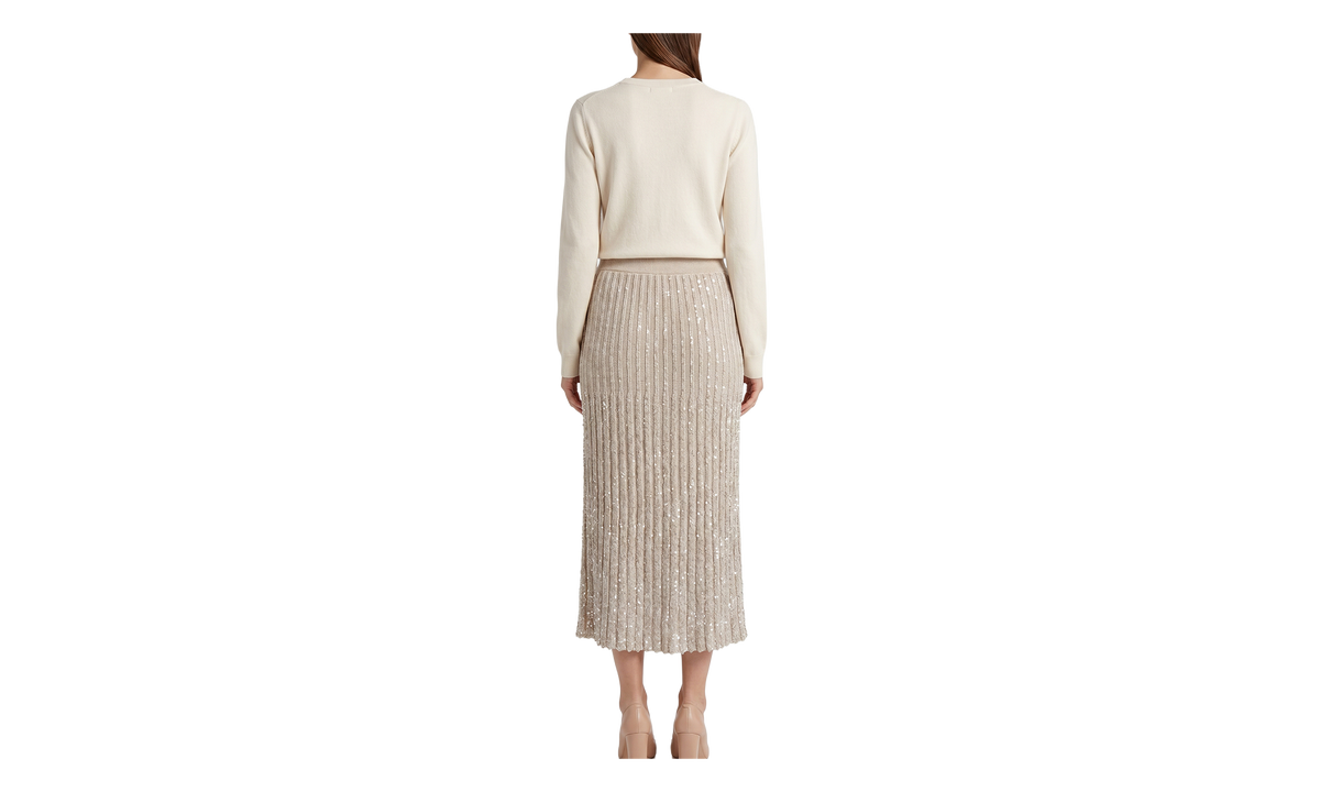 Brunello Cucinelli Pleated Skirt WMNS "Stracciatella / Feather" BRUN1352