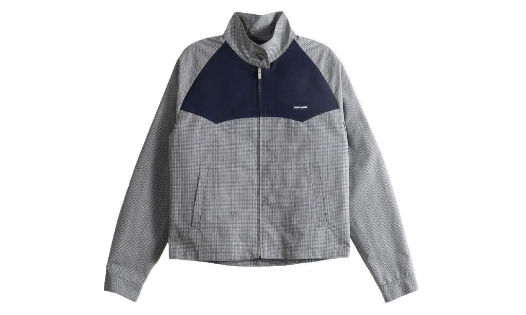 Miu Miu Gingham Check Blouson Jacket MWNS "Grey" ML1501 19OS F0031