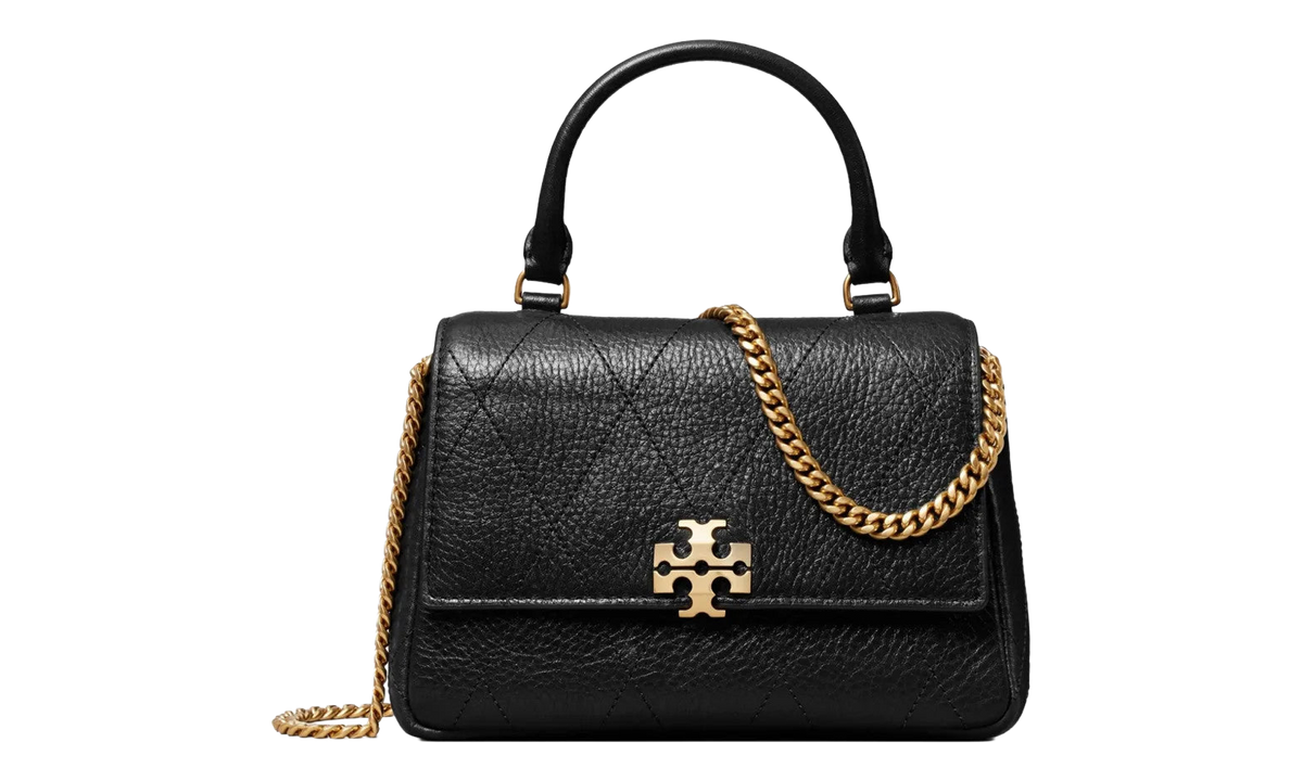 Tory Burch Mini Charlie Quilted Top Handle Crossbody Bag "Black" 186032 001