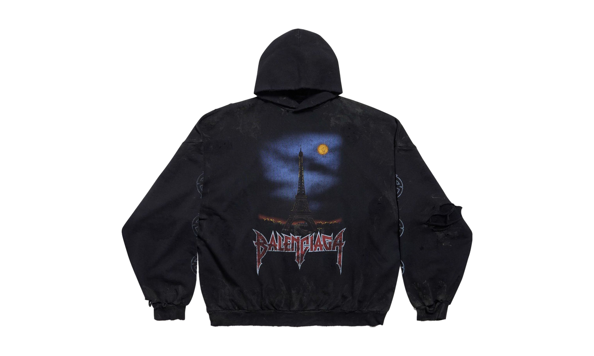 Balenciaga Paris Moon No Pocket Hoodie Oversized "Faded Black" 744462TOVE31055