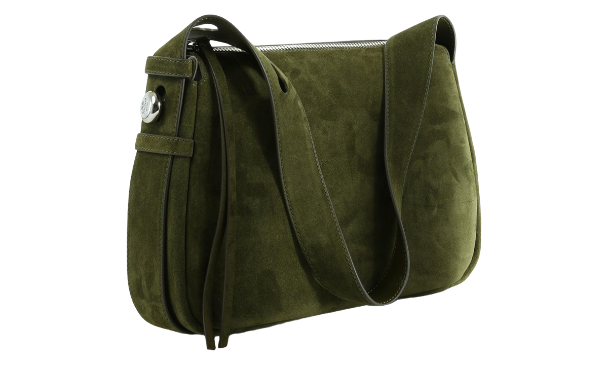 Tory Burch Romy Suede Shoulder Bag "Stone" 177365 325