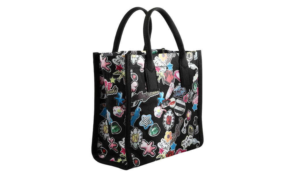 Marc Jacobs Medium Tote Sticker Print Canvas Standard Supply Bag "Black" 4S6HTT022H02 002