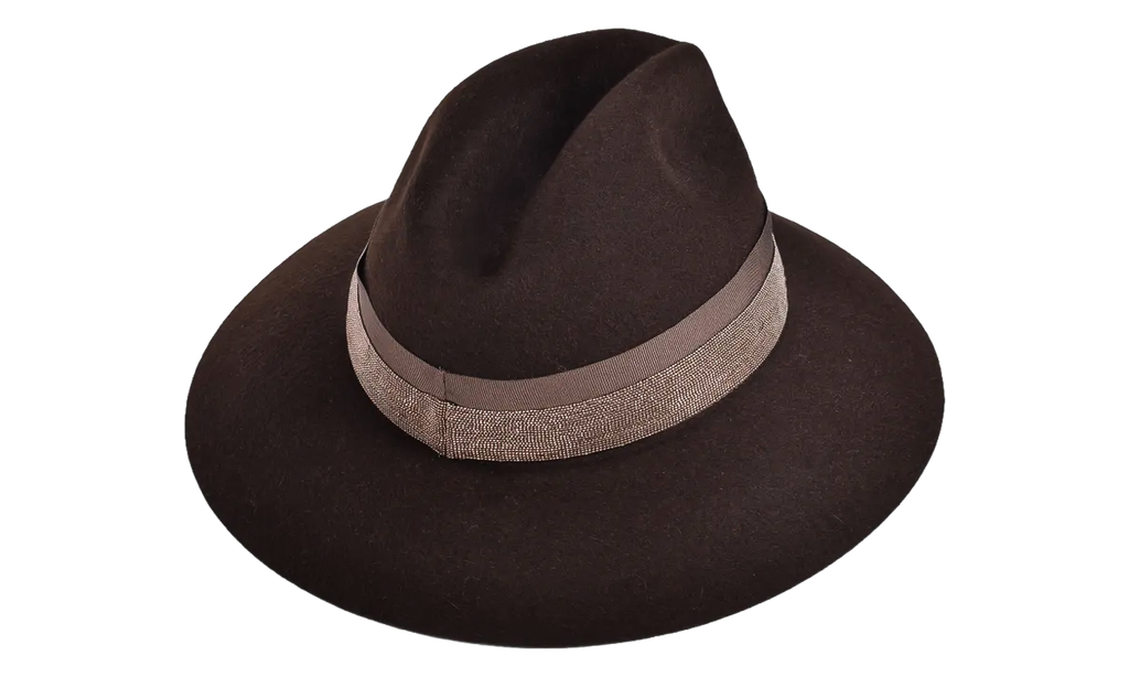 BRUNELLO CUCINELLI Felt Fedora With Beaded Band WMNS "Brown" BRUN254