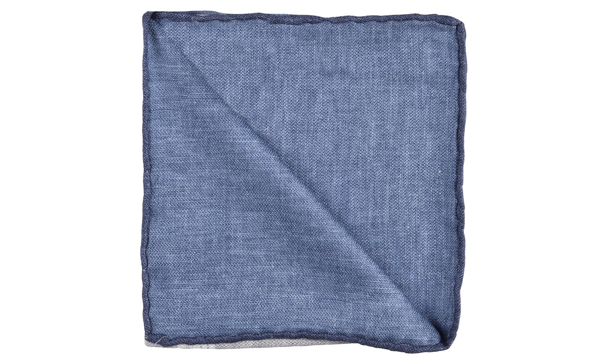 BRUNELLO CUCINELLI Monogram Emblem Pocket Square "Grey / Navy" BRUN028