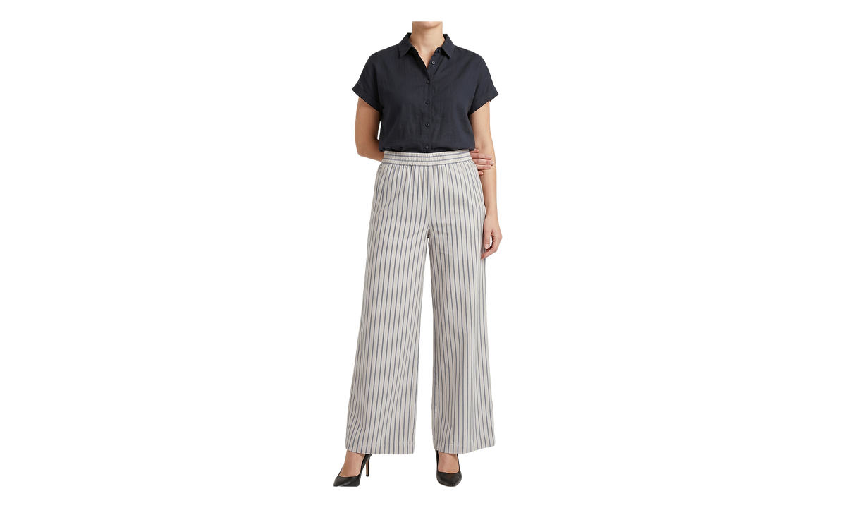 Brunello Cucinelli Striped Wide Trousers WMNS "Gesso/Avio" BRUN1534