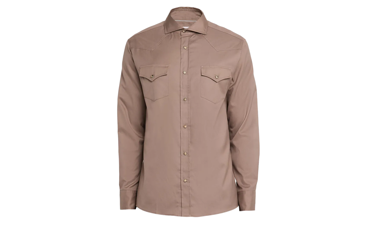 BRUNELLO CUCINELLI Silk Western Style Shirt WMNS "Sand" BRUN356