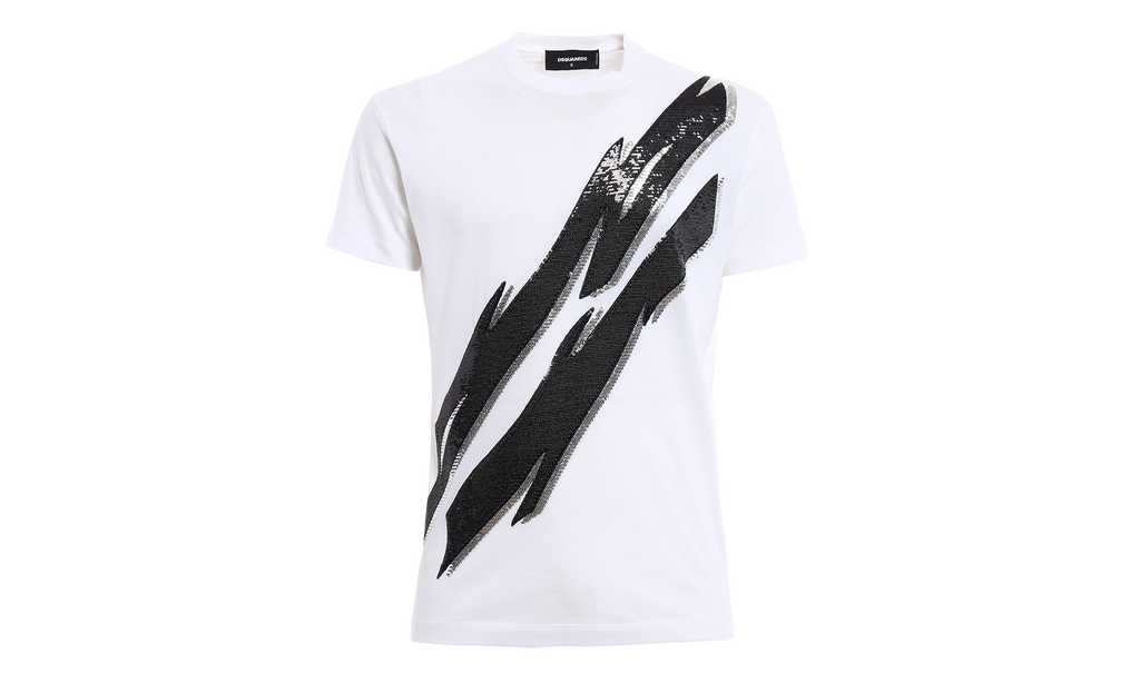 Dsquared2 Sequined Embroidered T-Shirt "White" S74GD0230-S22427-100