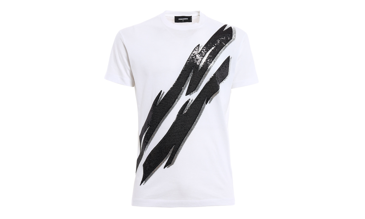 Dsquared2 Sequined Embroidered T-Shirt "White" S74GD0230-S22427-100
