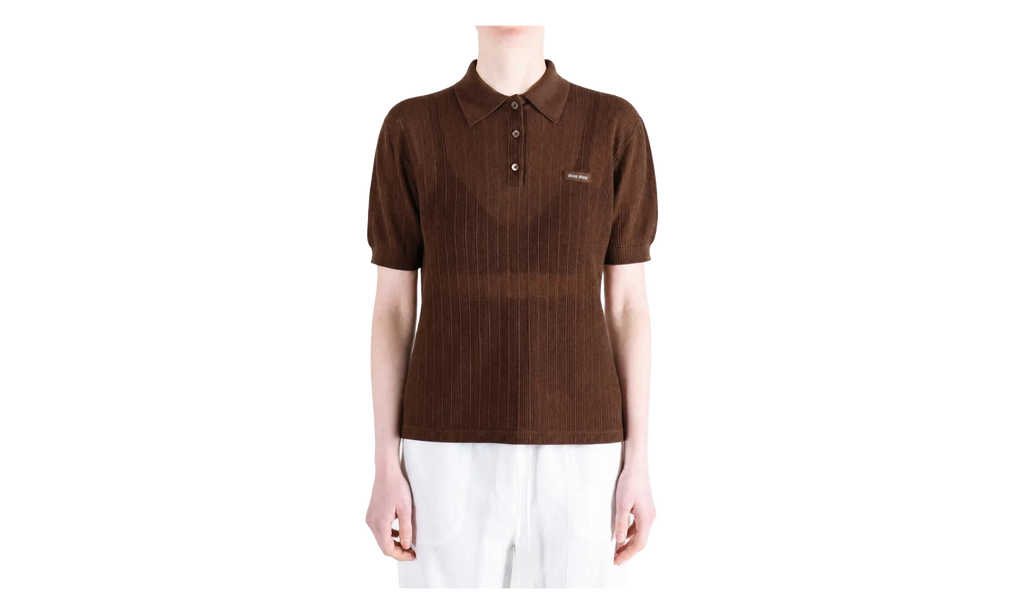 Miu Miu Cotton Knit Polo Shirt WMNS "Cocoa Brown" MML06J 19UR F0324