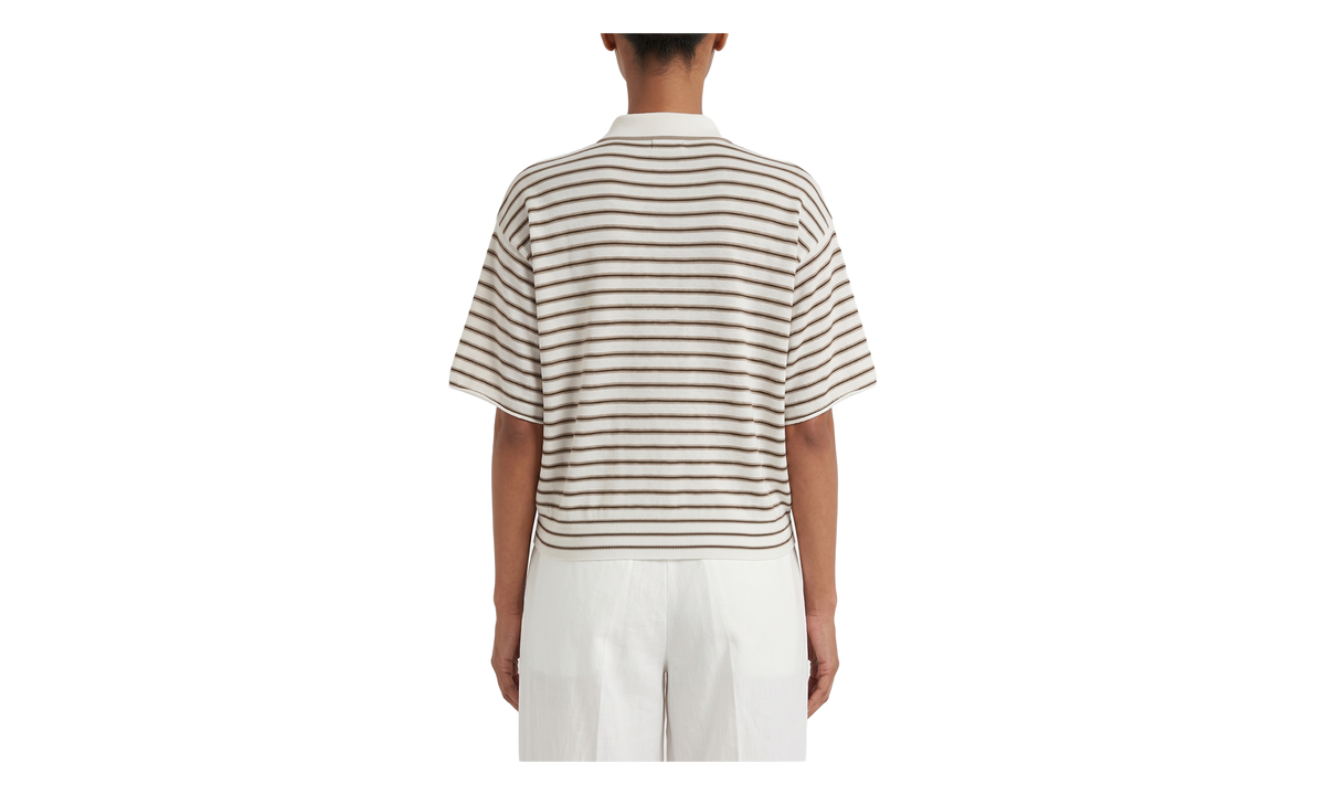 Brunello Cucinelli Striped Wool Shirt WMNS "White / Beige / Maple / Black" BRUN1475
