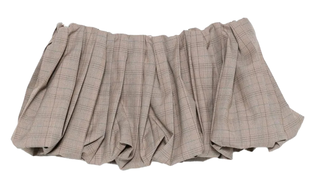 Miu Miu Pleated Prince Of Wales Checked Miniskirt WMNS "Tobacco" MG2735 1949 F0005