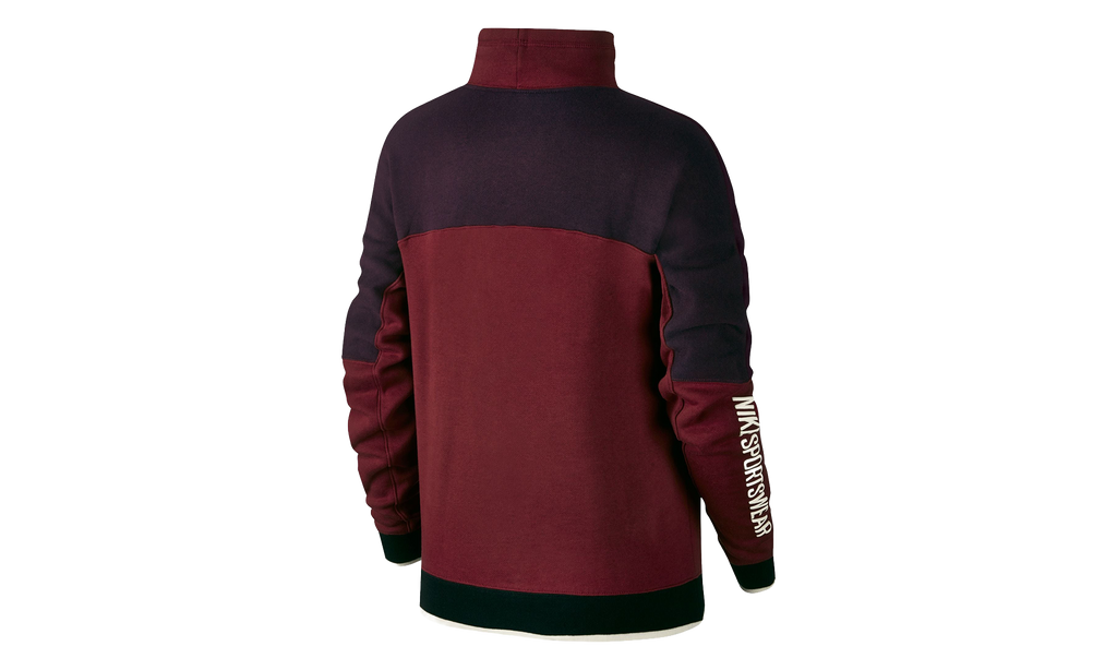 Nike Sportswear Archive Half Zip Pullover Hoodie WMNS "Burgundy / Black" 855701 677