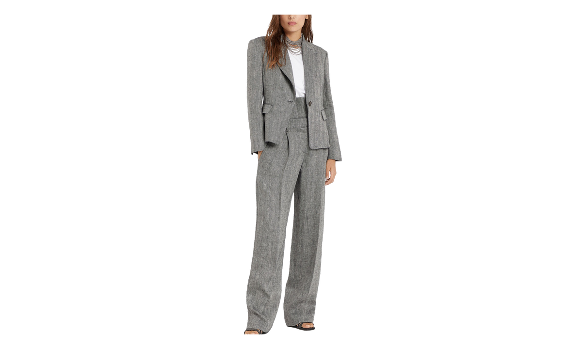 Brunello Cucinelli White Linen Wide Leg Trousers WMNS "Bianco / Nero" BRUN1295
